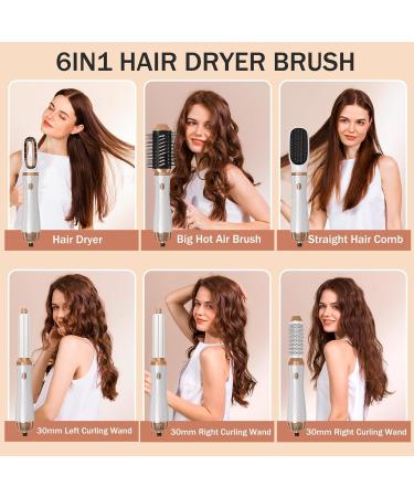 Hairstyler 6 in 1 Set Versatile Air Dryer & Styling Brush with 6 Accessories for Volume Curls & Smoothing | International Shipping Available - Buy Online on GoSupps.com