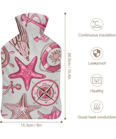 Starfish Compass Hot Water Bottle with Plush Cover - Cozy Bed Warmer for Adults & Kids | 26.5x15.3cm - Buy Online on GoSupps.com