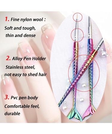 3pcs Mermaid Nail Art Brush Pens - UV Painting Fish Tail Detailer Thin Liner & Dotting Tool for Creative Nail Designs - Buy Online on GoSupps.com