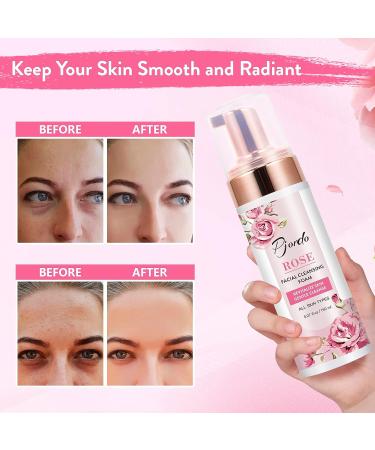 Pjordo Rose Foaming Facial Cleanser - Gentle Daily Face Wash for Deep Cleaning Pores, Calming Acne, and Hydrating All Skin Types - Women and Men - Buy Online on GoSupps.com