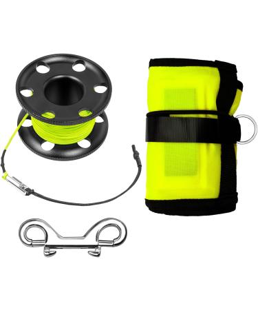 Pluzluce 5FT/6FT Diving Surface Marker Buoy (SMB) with Aluminum Big Finger Spool Reel - Yellow SMB for Scuba Diving & Snorkeling - Buy Online on GoSupps.com