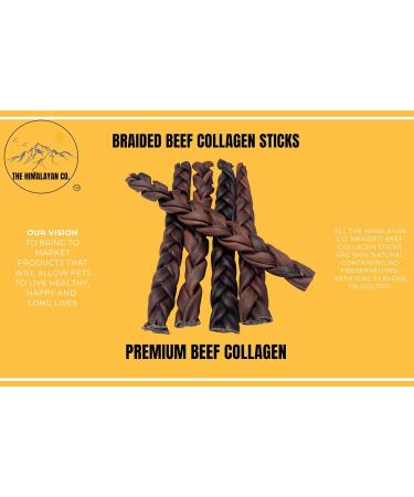 Beef Collagen Sticks for Dogs - Long Lasting Collagen Chews *(12 INCH Braided 3-5 Pack 500 Grams)* - NO Odor - Rawhide Free - Bully Stick Alternative High Protein Dental Treats Supports Joint Health - Buy Online on GoSupps.com