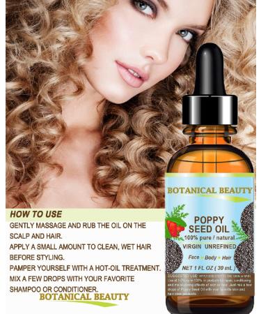 Botanical Beauty Poppy Seed Oil 100% Pure & Unrefined - Anti-Aging Vitamin E Oil for Face Skin Hair & Nails | 0.5 Fl. oz | Cold Pressed - Buy Online on GoSupps.com