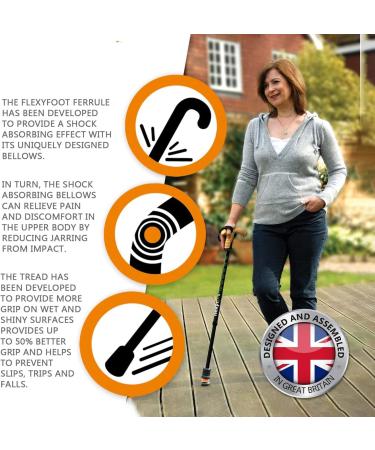 Shock Absorbing Oval Handle Telescopic Walking Stick | Enhance Safety & Comfort | Reduces Shocks & Improves Grip | Black - Buy Online on GoSupps.com