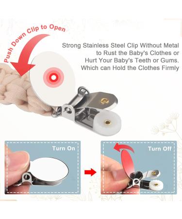 Yolnkos Pacifier Chain Set for Girls - Braided Dummy Clips & Fabric Holders (Coffee & Blue-Gray) - 2 Pieces - Perfect Baby Shower Gift - Buy Online on GoSupps.com