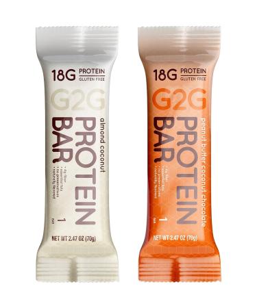 G2G Protein Bar Coconut Lovers 2-Pack 1 Box Peanut Butter Coconut 1 Box Almond Coconut Healthy Snack Delicious Meal Replacement Gluten-Free Refrigerated for Freshness 16 Count (2 Packs of 8) - Buy Online on GoSupps.com