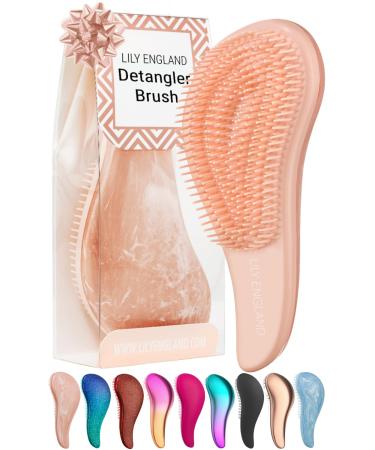 Detangle Hair Brush for Curly Hair Straight Thick or Natural Hair - Gentle Detangling Hairbrush for Kids Women & Toddlers with Flexible Bristles - Perfect Detangler Hair Brush by Lily England 1 Count (Pack of 1) Peach