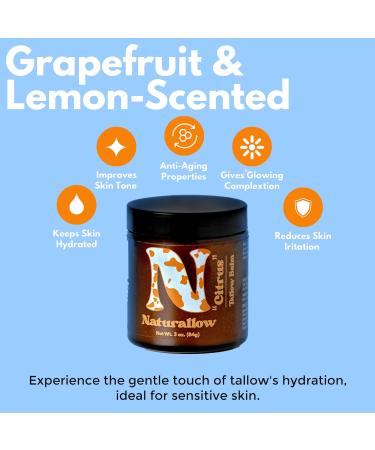 Handmade Multi-Purpose 100% Grass Fed & Finished Tallow Balm for Skin - Organic Grapefruit and Lemon Scented Tallow Balm For Dry Skin Citrus 4 Ounce (Pack of 1) - Buy Online on GoSupps.com