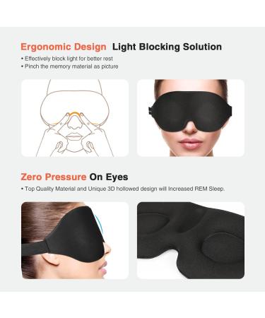 3D Contoured Sleep Eye Mask for Men & Women - Block Out Light Soft Comfort Adjustable Strap - Travel Essential (2 Pack - Buy Online on GoSupps.com