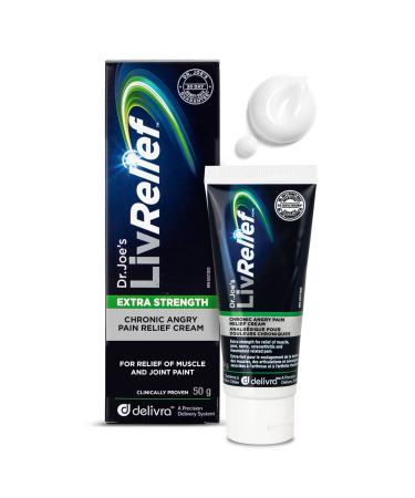 LivRelief Extra Strength Chronic Angry Pain Relief Cream - Penetrating Relief for Joint Muscle Pain & Inflammation Arthritis & Osteoarthritis Aid - Natural Plant Based Cream Made in Canada Unscented (50g)
