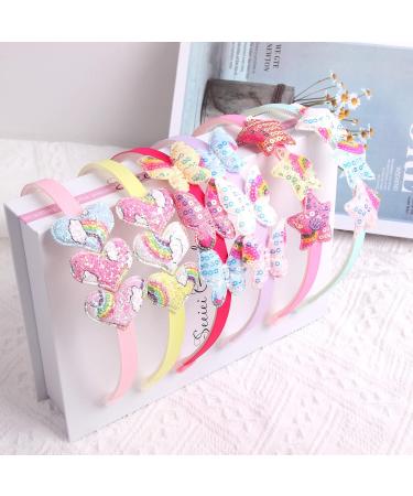 Buy Candygirl Glitter Frontal Ligaments for Girls - Sequin Hair Bands with Bow | 6 Multicolored Alice Headbands with Heart Star & Butterfly Designs - Buy Online on GoSupps.com