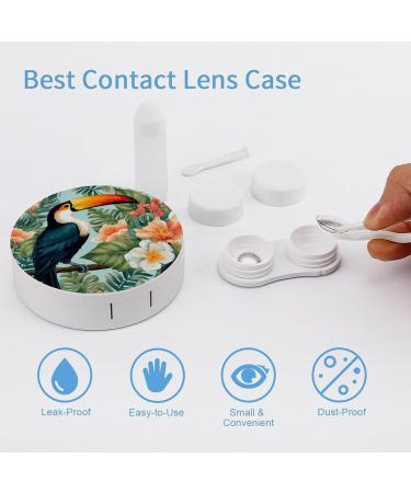 Shop Tropical Flower Bird Contact Lens Case - Portable Travel Storage Box for Easy Lens Care - Buy Online on GoSupps.com