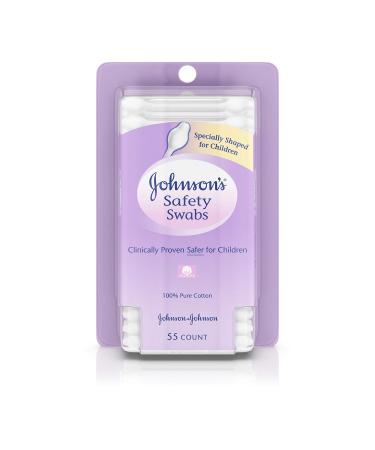Johnson's Safety Ear Swabs for Babies & Children made with Non-Chlorine Bleached Cotton  55 ct