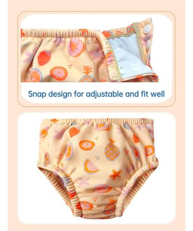 Buy Wevswe Baby Swimming Pants for Girls | UPF 50+ Washable Swimming Diaper for Toddlers 6-12 Months | Absorbent & Soft for Swimming Lessons Orange Fruits Design - Buy Online on GoSupps.com