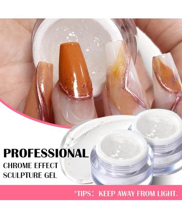 U-Shine Chrome Nail Powder Gel Set - Professional Mirror Effect Sculpture Metallic 3D Nail Art Design - 2 Pack 10ml DIY Nail Glue Gel - Buy Online on GoSupps.com