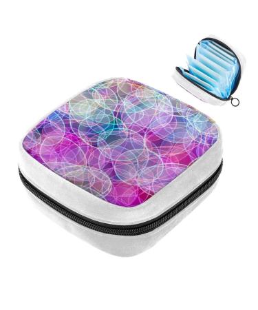 GIAPB Sanitary Napkin Storage Bag Period Bag Tampon Bag Makeup Bag Pad Pouch Colorful Art Circle Color4728