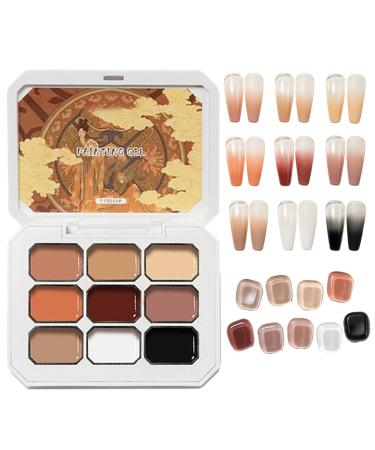 Art de Gel Solide - Gel de Peinture D grad 9 Couleurs Finition Brillante S chage Rapide Tenue Longue Pour Manucure Quotidienne Femme