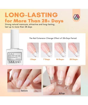Saviland 5 in 1 Builder Nail Gel Set - 6 Colors Clear Pink Jelly Translucent Builder Gels | Nail Strengthener & Extension Gel Overlay | Nail Art Gifts for Women - 02 Colorful Jelly Translucent - Buy Online on GoSupps.com