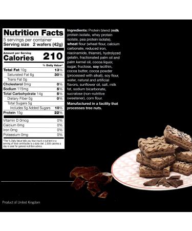ProtiWise Protein Wafer Crisp Bar - KETO Friendly Snack | 5/Box | 200 Calories 15g Protein Low Carb Low Sugar Chocolate - Buy Online on GoSupps.com