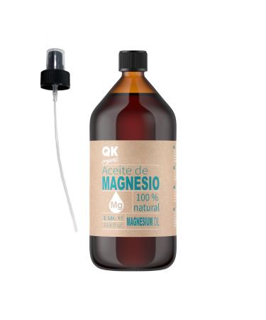 Magnesium oil 100% pure (1 liter with spray) - ORGANIC certificate - Ideal for athletes joints muscle relaxation - Magnesium oil