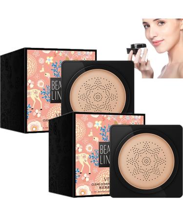 Wonderninelife Beauty Cream Whalegrass Air Cushion Cc Cream Mushroom Head Makeup Brush Mushroom Head Air Cushion Cc Cream Foundation Oil Control (2*Ivory)