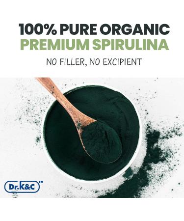 Dr.K&C Organic Spirulina Superfood Supplement Pure Natural Blue Green Microalgae 600 mg 240 Veggie Capsules Health Immune System Antioxidants Protein Fiber No Filler Non GMO Vegan 2pk 120 Count (Pack of 2) - Buy Online on GoSupps.com