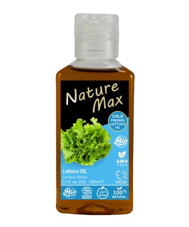 Nature Max Lettuce Oil Organic Natural Undiluted Pure For Hair & Skin Care & Food Cold Pressed Premium Quality (1Pack 3.38 oz / 100 ml)