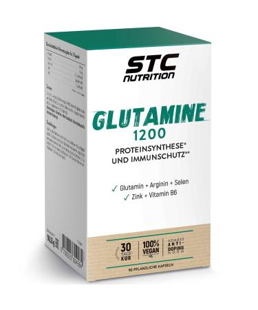 STC NUTRITION - Glutamine 1200 - Protein synthesis and immune protection - 100% vegan - Anti-doping - 30-day course - 90 capsules