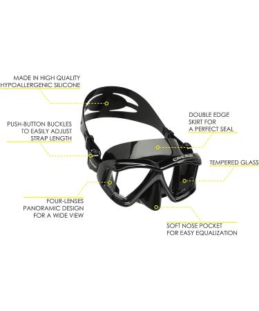 Cressi Pano 4 & Supernova Dry Mask Set - Black/Black - Buy Online on GoSupps.com