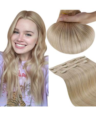 Runature clip in extensions real hair dark ashblond with gold blonde clip in hair extreme real hair clips in extensions real hair blond remy hair 35cm 14 inch #16p22 50g 3 piece 35cm-3PCs new #16P22