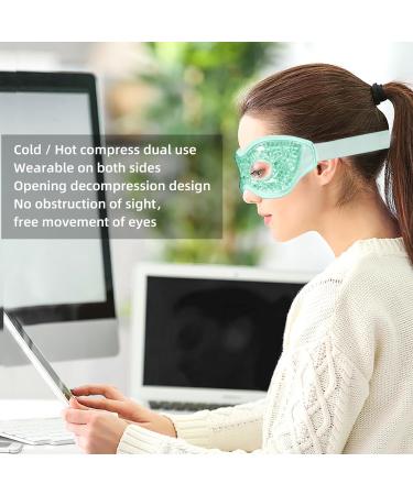 WOVTE Cooling Eye Mask Reusable Hot or Cold Therapy Gel Bead Eye Mask with Soft Plush Backing and Adjustable Strap for Puffy Eyes Dry Eyes Dark Circles Headache (Green(hollow)) - Buy Online on GoSupps.com