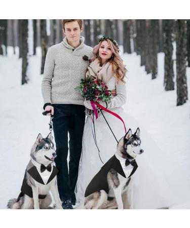 Kuoser Dog Tuxedo Wedding Suit & Bandana Set | Puppy Formal Shirt with Bow Tie | Costume for Party, Birthday, Festival | XXL Size - 23.6 Back Length, 31.5-35.4 Chest | Black - Buy Online on GoSupps.com