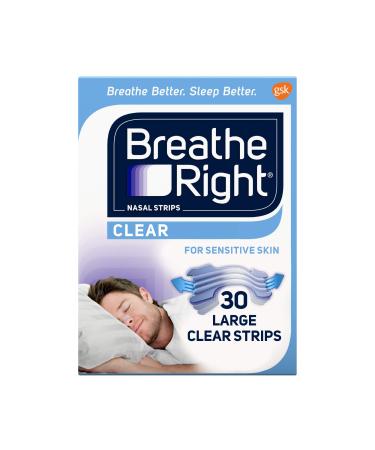 Breathe Right Nasal Strips to Stop Snoring, Drug-Free, Clear for Sensitive Skin, 30 count (Pack of 2) ( Pack May Vary )