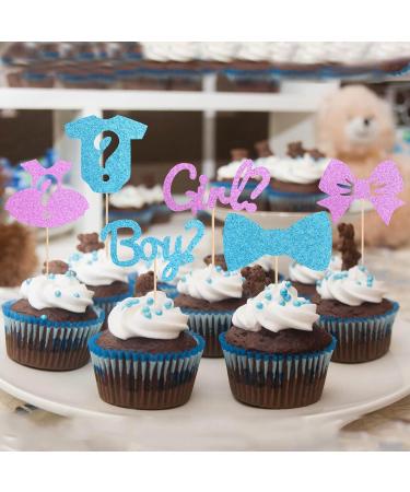 UXYOKM 24Pcs Gender Reveal Cupcake Toppers Baby's Boy or Girl Glitter Cupcake Picks Kids Birthday Party Decors Baby Shower Party Decoration Supplies - Buy Online on GoSupps.com