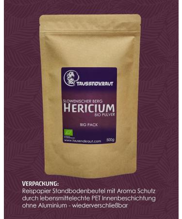 Hericium Bio Powder - Premium Lion's Mane 500g | Slovenian EU Production | Sustainable German Brand - Buy Online on GoSupps.com