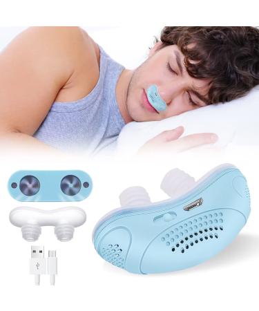 Anti Snoring Devices Electric Snoring Solution for Men Women Obvious Effect Mini Anti Snoring Sleep Aid Double Eddy Current Suitable for All Nose Shapes(Blue)