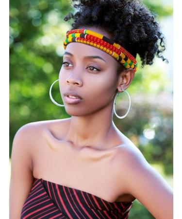 Hillban 2 Pcs African Headbands for Women - Retro Pattern Kente 3 Strand Headband - Colorful Afrocentric Hair Accessories for Women and Girls - Buy Online on GoSupps.com