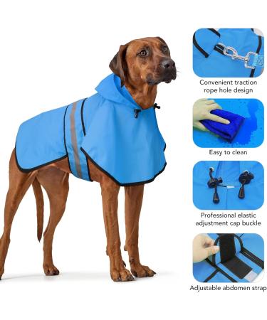 Buy Weesiber Waterproof Dog Rain Coat | Adjustable Pet Jacket & Hooded Poncho for Small to Large Dogs - M Blue - Buy Online on GoSupps.com