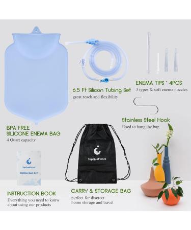 TopQuaFocus 4 Quart Large Enema Bag - Non-Toxic Silicone for Safe Coffee & Water Colon Cleanse | BPA & Phthalates Free (4 Liter - Buy Online on GoSupps.com
