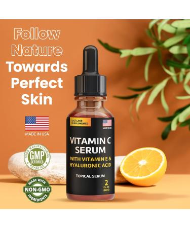 Vitamin C Serum with Hyaluronic Acid & Vitamin E for Youthful Skin | Anti-Aging Moisturizer for Wrinkle-Free Complexion | 2 Fl Oz - Buy Online on GoSupps.com