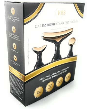 KBS Essentials Face Eye & Neck Massager - Battery Powered Vibration 3 Attachments Black | International Shipping Available - Buy Online on GoSupps.com