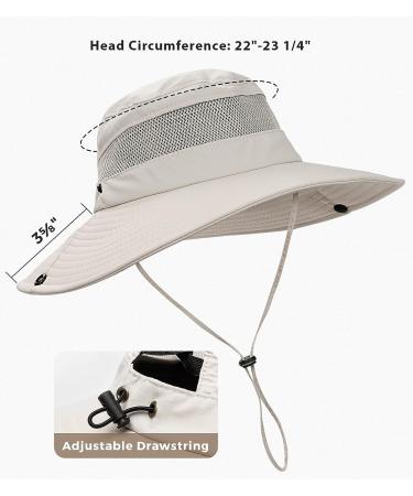 Women's UPF50+ Sun Hat with Ponytail Hole - Waterproof Beach Bucket Hat in Beige - Buy Online on GoSupps.com