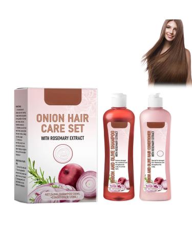 Set De Shampooing Et De Conditionneur L'oignon Et Au Romarin Pour Le Soin Des Cheveux 120ml Duo Contre La Chute Des Cheveux Pour Des Cheveux Plus Forts Plus pais Et Plus Longs.