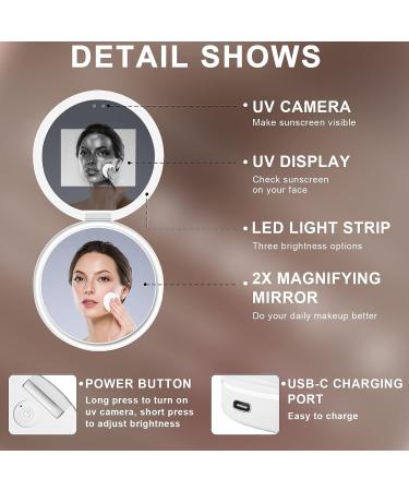 Hansong Compact UV Camera Mirror 2X Magnification Travel Makeup Handheld Pocket Mirror - Buy Online on GoSupps.com