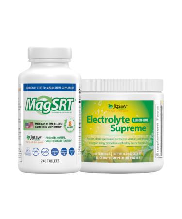 Jigsaw Health Bundle | MagSRT 240 Tablets and Electrolye Supreme (Lemon-Lime) 60 Servings (Jar)