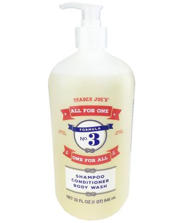 Trader Joe's Formula No.3 All for One  One for All Shampoo Conditioner & Body Wash 32 fl oz (1 bottle) 32 Fl Oz (Pack of 1)