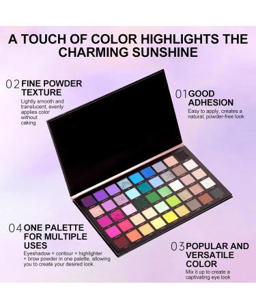 Qaestuan Rainbow Color Board Eyeshadow Palette 45 Colors Matte and Shimmering Eyeshadow Makeup Palette High Color Rendering for Holiday and Daily Makeup - Buy Online on GoSupps.com