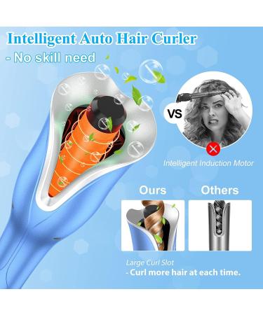 Automatic Curling Iron Auto Hair Curler Wand with Large Rotating Barrel & 4 Temps & 3 Timers Large Display Curling Iron with Dual Voltage Auto Shut-Off Fast Heating for Hair Styling Blue - Buy Online on GoSupps.com