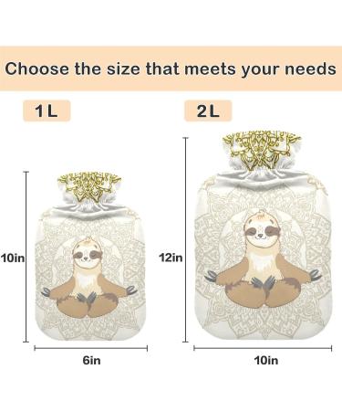 NAANLE 2L Sloth Yoga Hot Water Bottle with Lid - Large Transparent Bottle for Pain Relief & Heat Therapy - Buy Online on GoSupps.com