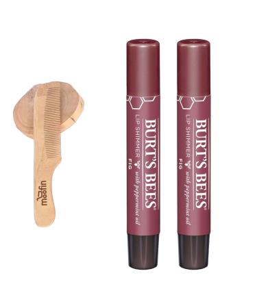 Tinted Lip Balm Fig Shade with Moofin Wooden Comb 009 Ounce Tinted Lip Balm Moisturizing Nourishing Enriched with wax Shea Antioxidant Oils Lip Balm Hydrating Pack of 2